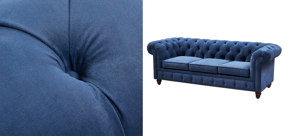 Диван Mini Kensington Sofa triple blue velor Диван Mini Kensington Sofa triple blue velor - Loft-Concept в Кирове