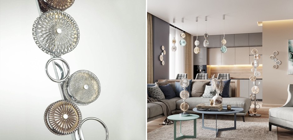 Торшер с рельефным стеклом Glass Peonies Торшер с рельефным стеклом Glass Peonies - Loft-Concept в Кирове