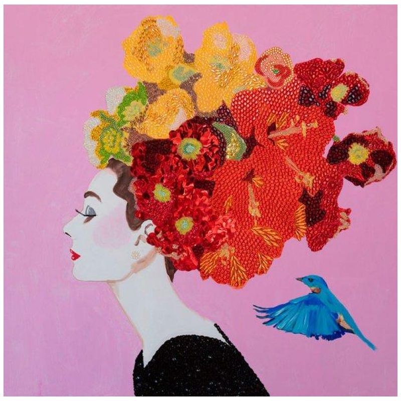 Картина Audrey with Flower Bouquet Headdress, Blue Bird, and Pink Background Мульти Картина Audrey with Flower Bouquet Headdress, Blue Bird, and Pink Background Мульти в Кирове | Loft Concept