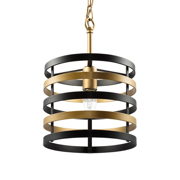 Подвесной светильник Gold Stripes Chandelier Черный Золотой Подвесной светильник Gold Stripes Chandelier Черный Золотой в Кирове | Loft Concept