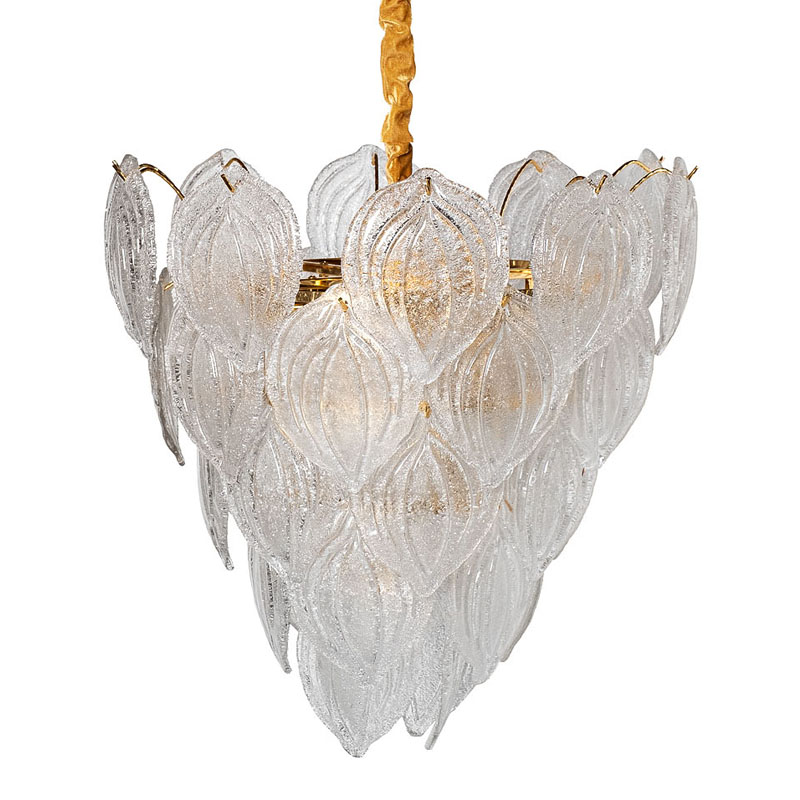 Люстра Textured Glass Chandelier Petal 10 Глянцевое золото в Кирове | Loft Concept 
