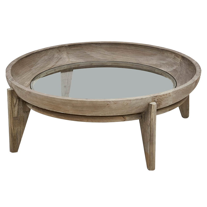 Круглый кофейный стол Imran Round Coffee Table Древесина Прозрачное Стекло Круглый кофейный стол Imran Round Coffee Table Древесина Прозрачное Стекло в Кирове | Loft Concept
