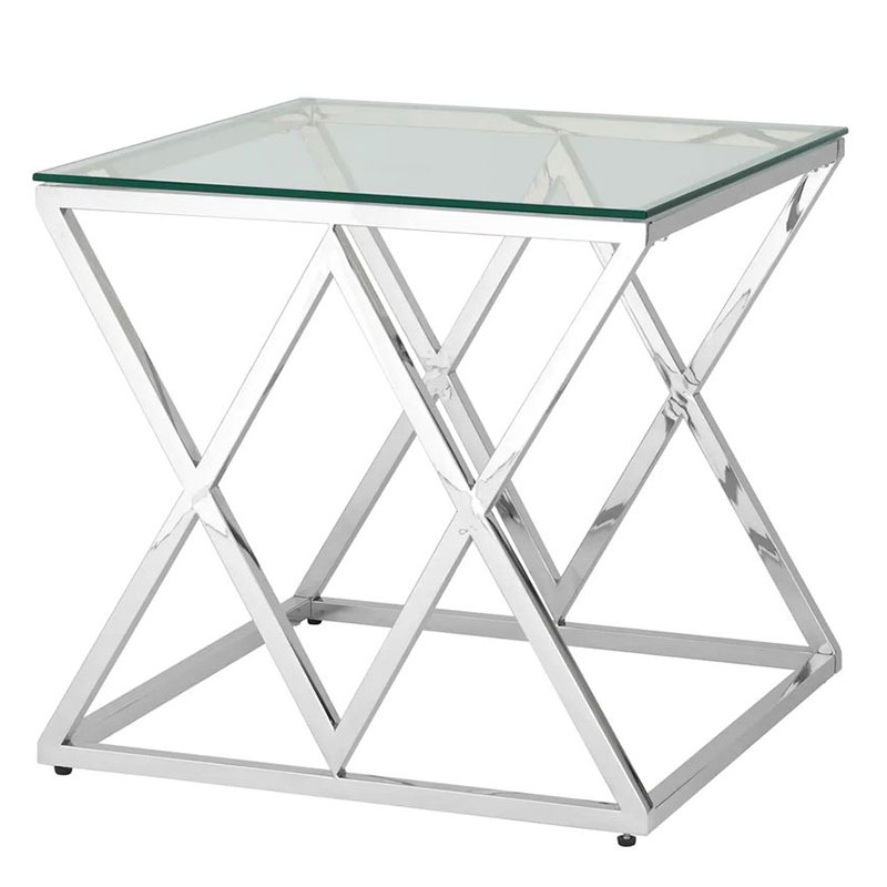 Стол приставной Geometry Rhombus Silver Серебряный Прозрачное Стекло Стол приставной Geometry Rhombus Silver Серебряный Прозрачное Стекло в Кирове | Loft Concept