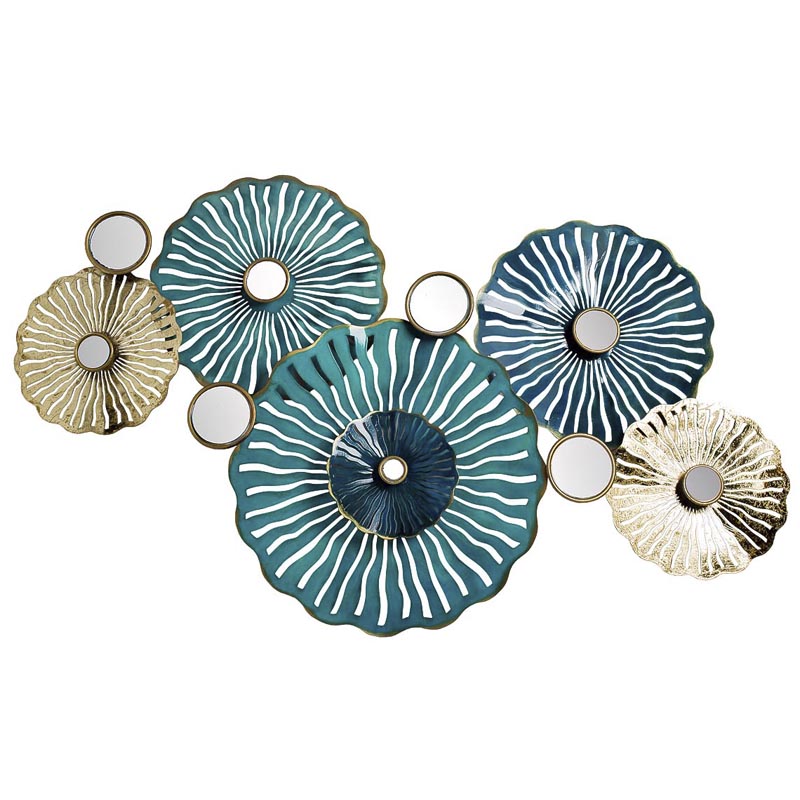 Арт-объект Flower Disk with Mirrored Middle Золотой Синий Арт-объект Flower Disk with Mirrored Middle Золотой Синий в Кирове | Loft Concept