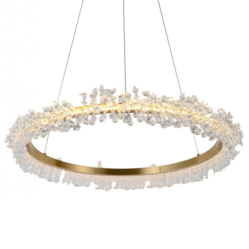 Crystal round chandelier Светильник Кольцо из Хрусталя Прозрачный Латунь Crystal round chandelier Светильник Кольцо из Хрусталя Прозрачный Латунь в Кирове | Loft Concept