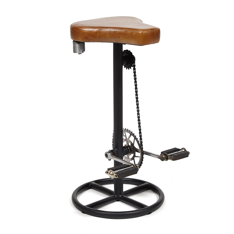 Барный стул с педалями от велосипеда Industrial leather bar stool with bicycle pedals Коричневый Черный в Кирове | Loft Concept 