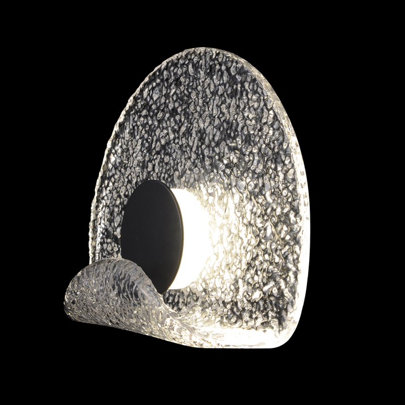Бра из текстурированного прозрачного стекла с изогнутым краем Textured Glass Черный Прозрачное Стекло Бра из текстурированного прозрачного стекла с изогнутым краем Textured Glass Черный Прозрачное Стекло в Кирове | Loft Concept