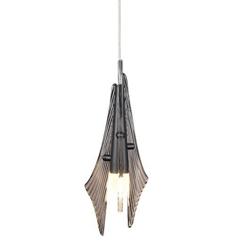 Подвесной светильник с черной металлической основой и рельефным плафоном Glass Pod Черный Белый Дымчатый (Smoke) Прозрачное Стекло в Кирове | Loft Concept 