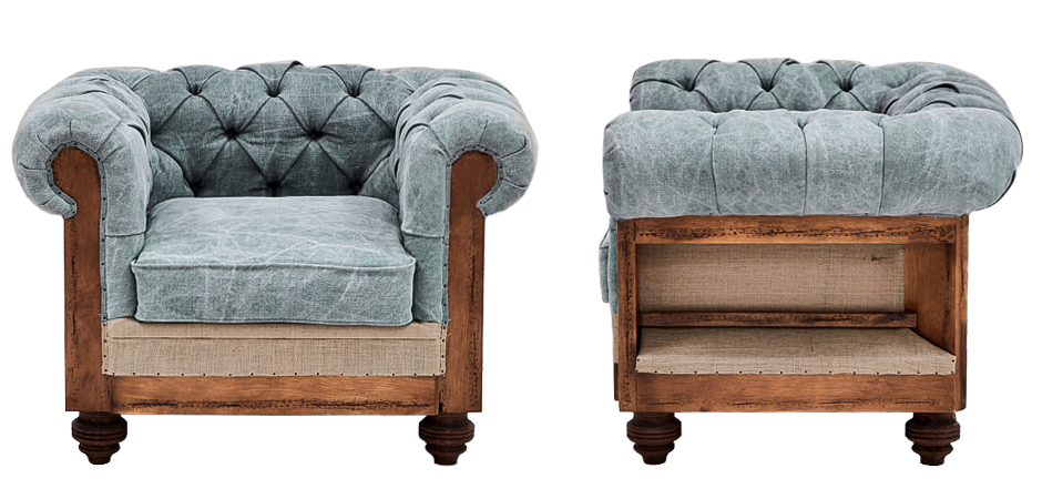 Кресло Deconstructed Chesterfield Armchair Gray Blue Кресло Deconstructed Chesterfield Armchair Gray Blue - Loft-Concept в Кирове