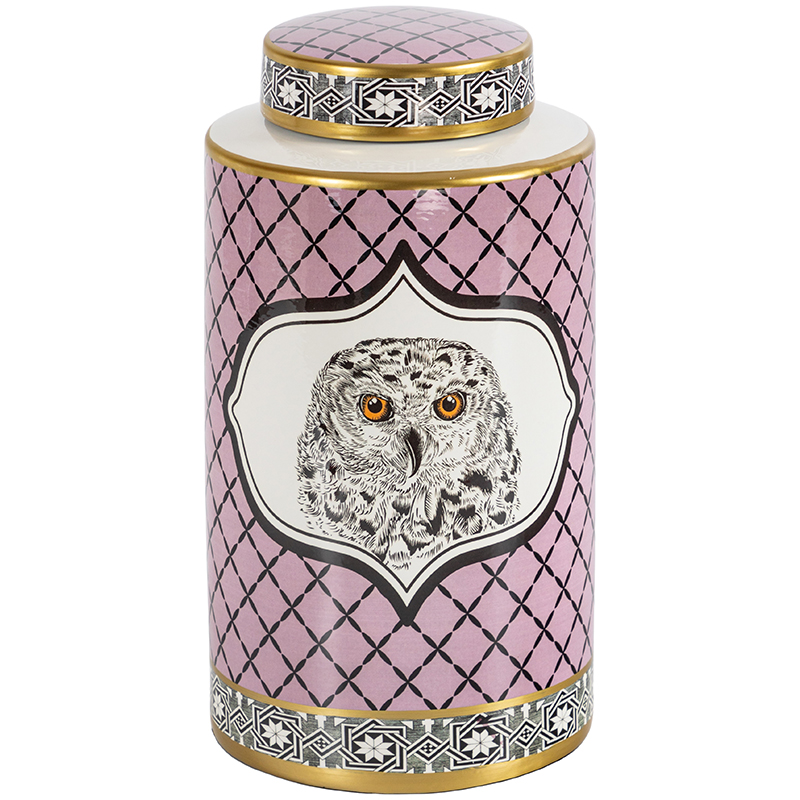 Ваза с крышкой Owl Collection Pink Vase Золотой Розовый Черно-белый Ваза с крышкой Owl Collection Pink Vase Золотой Розовый Черно-белый в Кирове | Loft Concept
