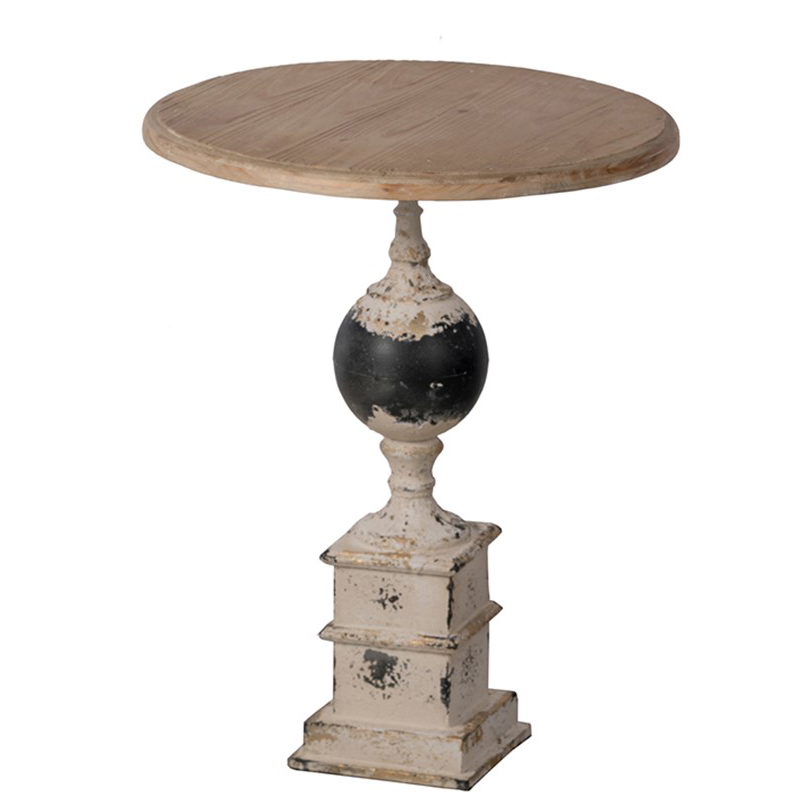 Приставной стол Pedestal Table Черный Белый винтажная патина Древесина Приставной стол Pedestal Table Черный Белый винтажная патина Древесина в Кирове | Loft Concept