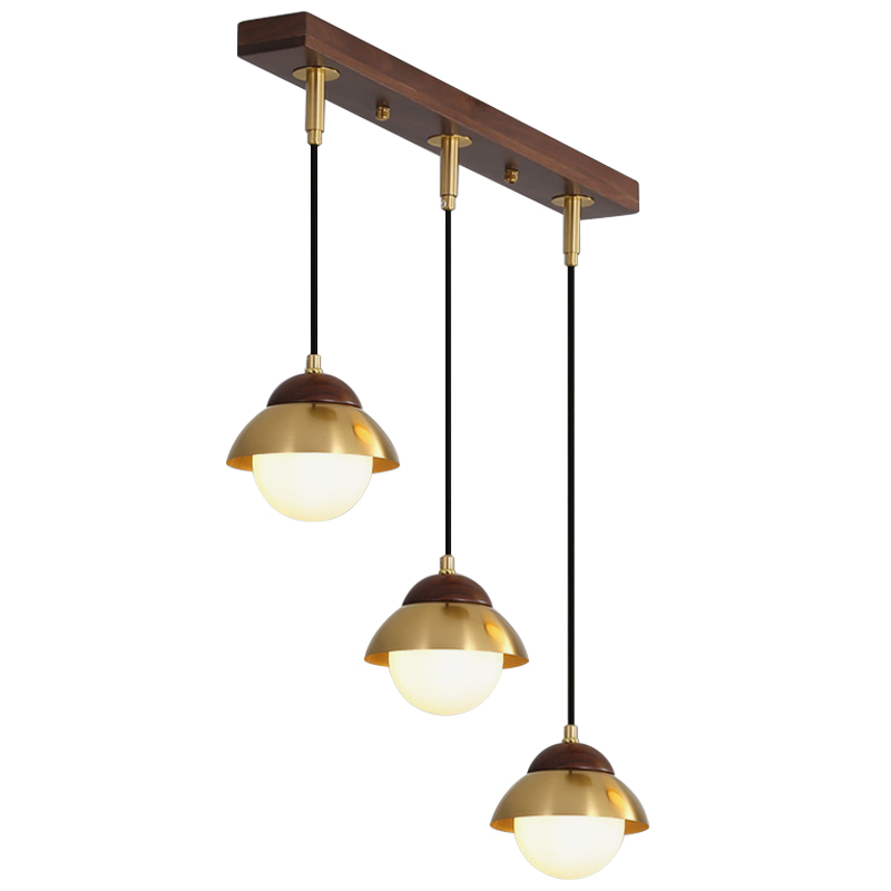 Линейный светильник Roch Linear Pendant Wooden Eco Light Белый Коричневый Латунь Линейный светильник Roch Linear Pendant Wooden Eco Light Белый Коричневый Латунь в Кирове | Loft Concept