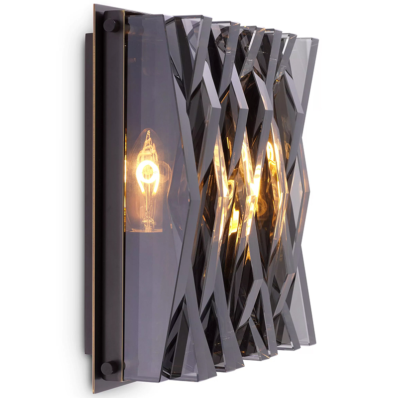 Бра Wall Lamp Nuvola S Smoke Латунь Стекло Смок в Кирове | Loft Concept 