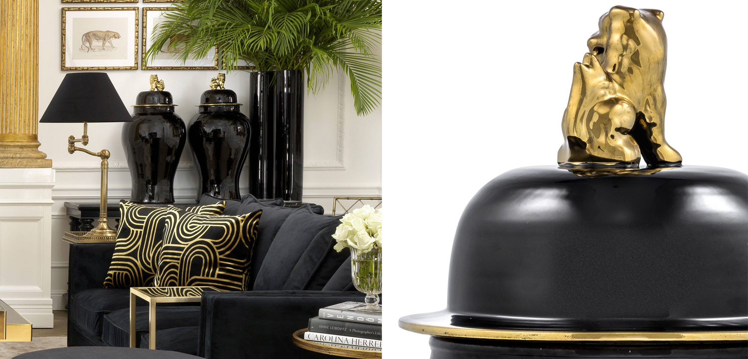 Ваза с крышкой Eichholtz Vase Golden Dragon L - фото