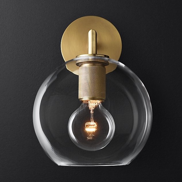 Бра RH Utilitaire Globe Shade Single Sconce Brass Латунь Прозрачное Стекло Бра RH Utilitaire Globe Shade Single Sconce Brass Латунь Прозрачное Стекло в Кирове | Loft Concept