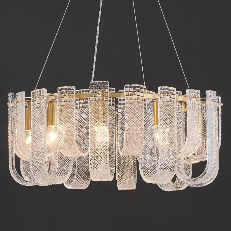 Люстра Prudence Textured Glass Chandelier Золотой Прозрачное Стекло Люстра Prudence Textured Glass Chandelier Золотой Прозрачное Стекло в Кирове | Loft Concept