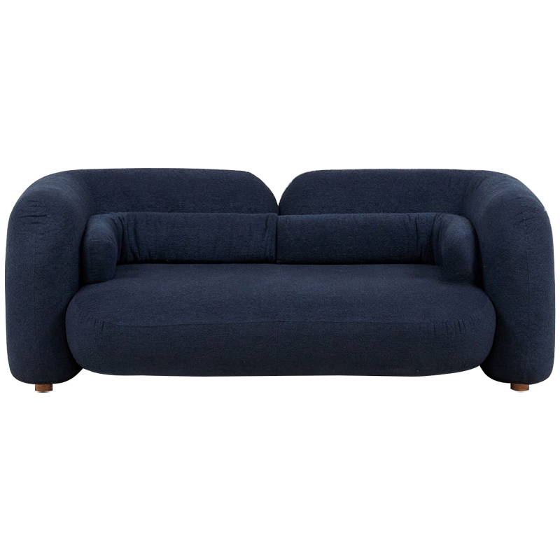 Дизайнерский двухместный диван с мягкими спинкой и подлокотниками синий Madelaine Sofa Blue Темно-синий Коричневый Дизайнерский двухместный диван с мягкими спинкой и подлокотниками синий Madelaine Sofa Blue Темно-синий Коричневый в Кирове | Loft Concept
