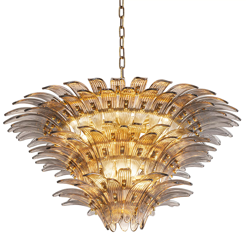 Люстра Eichholtz Chandelier Italo Латунь Стекло Смок Люстра Eichholtz Chandelier Italo Латунь Стекло Смок в Кирове | Loft Concept