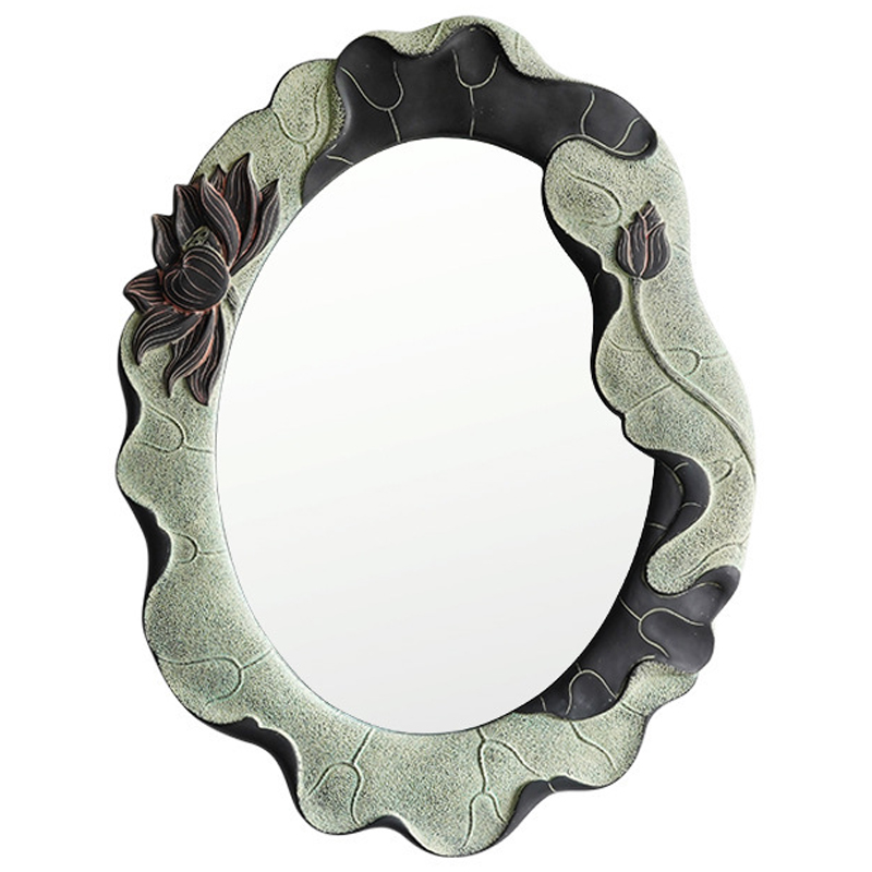 Зеркало Mirror Lotus Flowers oval Графит Зеленый шалфей в Кирове | Loft Concept 