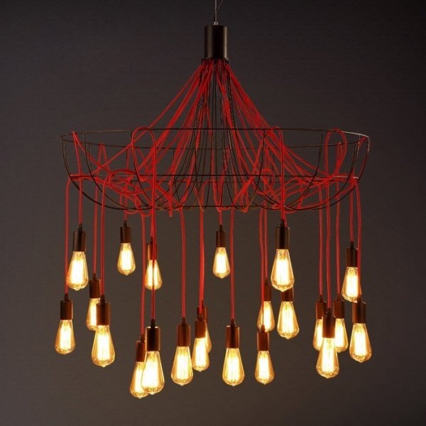 Люстра Blood Wire Chandelier Red 21 Красный Черный Люстра Blood Wire Chandelier Red 21 Красный Черный в Кирове | Loft Concept
