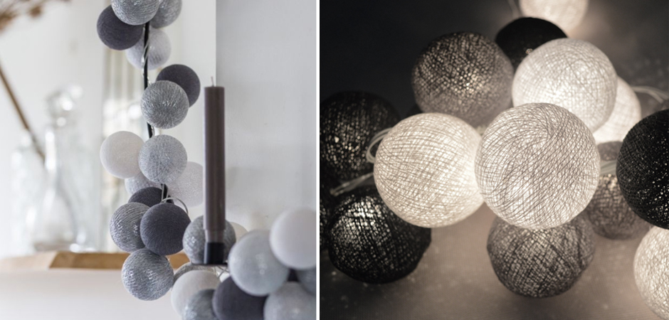 Гирлянда хлопковые фонарики Сotton Ball Silver Mix - Loft-Concept в Кирове