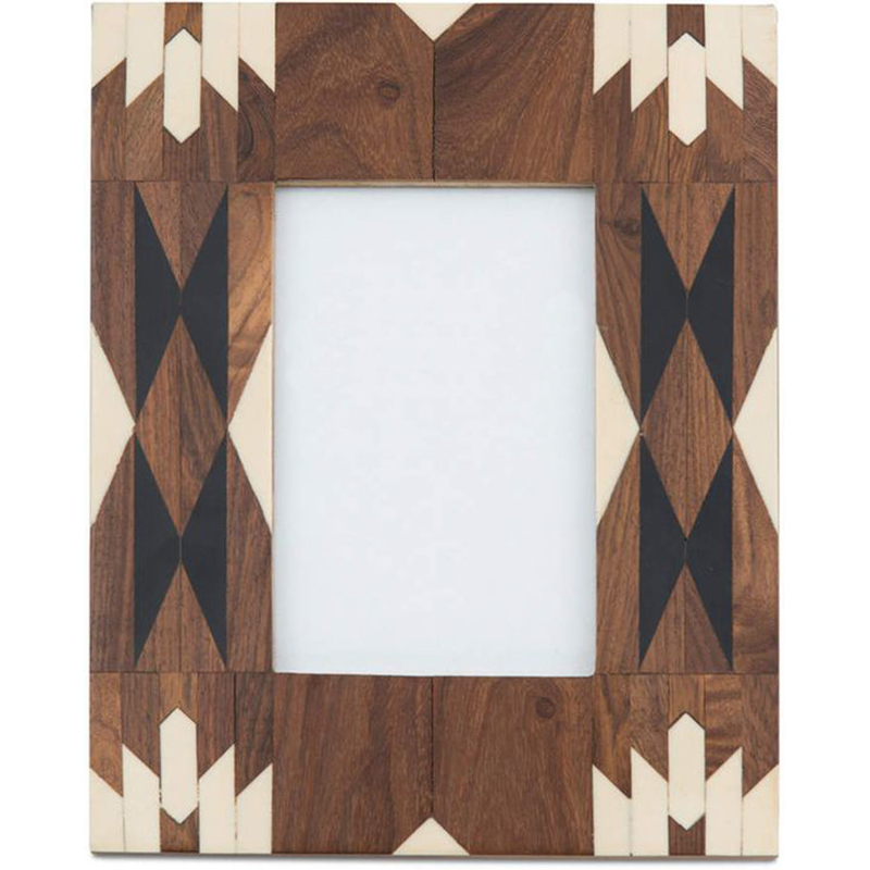 Фоторамка кость Brown Indian Wood Bone Inlay photo frame Бежевый Коричневый Фоторамка кость Brown Indian Wood Bone Inlay photo frame Бежевый Коричневый в Кирове | Loft Concept