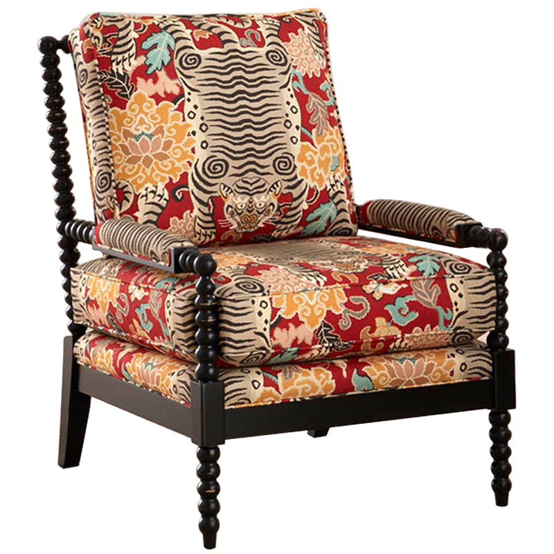 Кресло Tibetan Tiger Armchair Красный Бежевый Бирюзовый Черный Кресло Tibetan Tiger Armchair Красный Бежевый Бирюзовый Черный в Кирове | Loft Concept