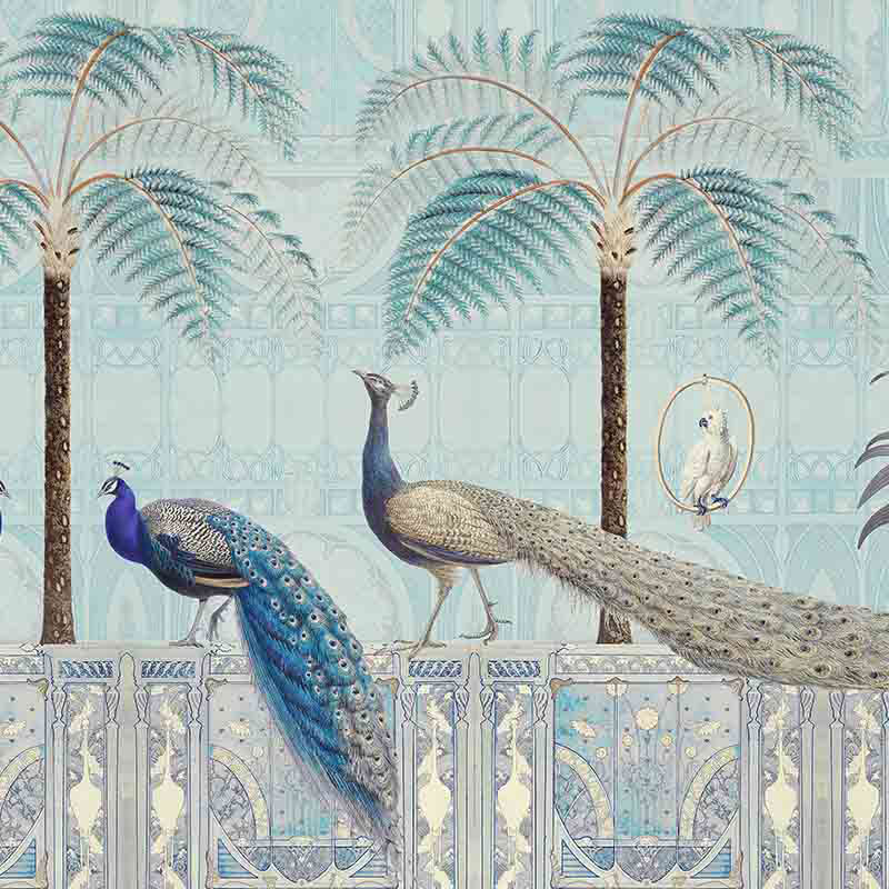 Обои ручная роспись Chinoiserie Birds Palace Sapphire  в Кирове | Loft Concept 