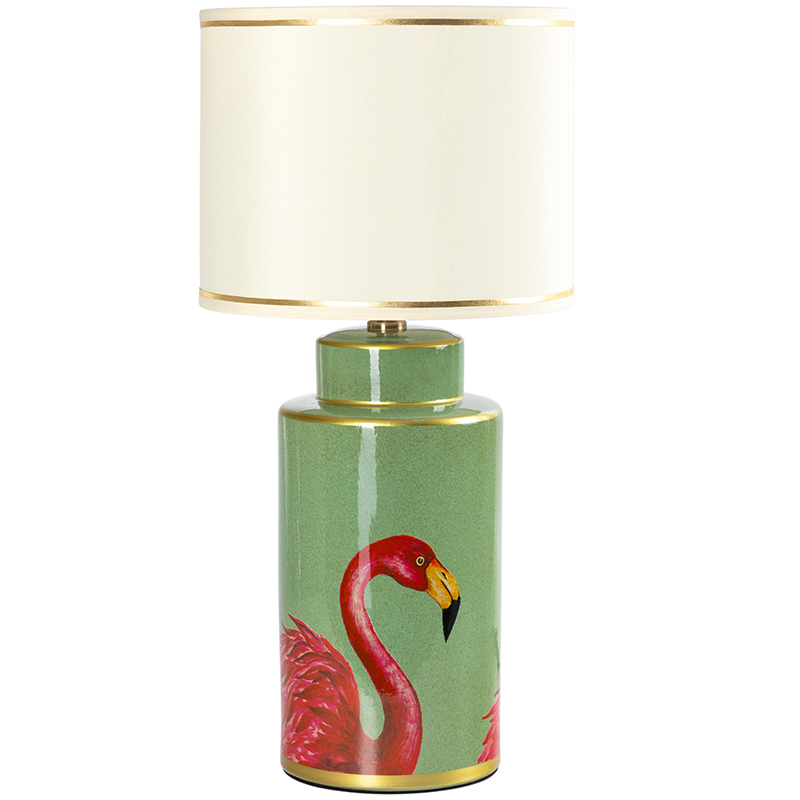 Настольная лампа Flamingos Green Lampshade Зеленый Розовый Бежевый Настольная лампа Flamingos Green Lampshade Зеленый Розовый Бежевый в Кирове | Loft Concept