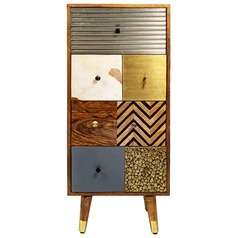 Высокий комод Handmade Wooden Furniture Коричневый Серебряный Золотой Синий Высокий комод Handmade Wooden Furniture Коричневый Серебряный Золотой Синий в Кирове | Loft Concept