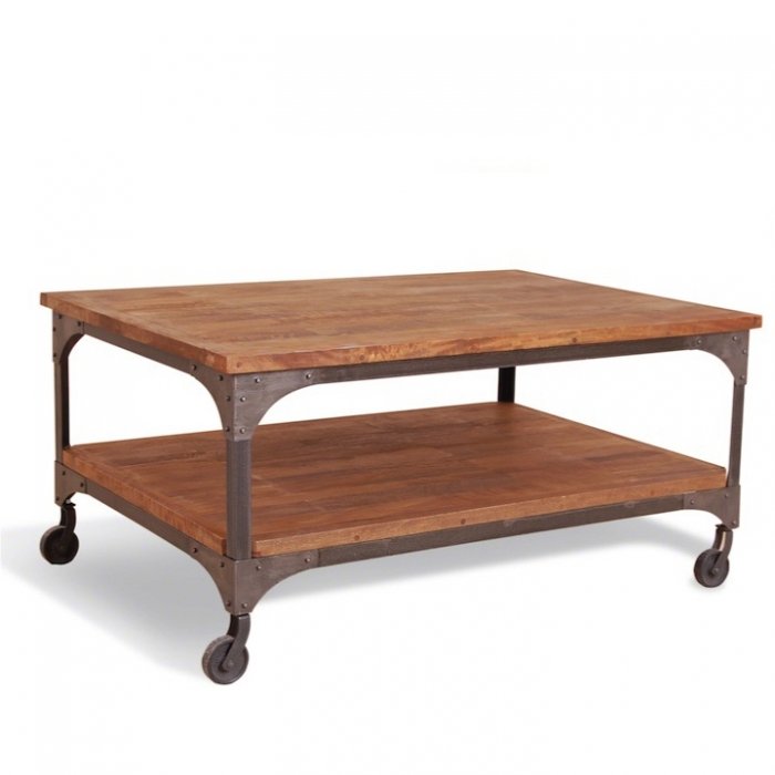 Журнальный стол Industrial Metal Rust Coffee Table on Wheels Журнальный стол Industrial Metal Rust Coffee Table on Wheels в Кирове | Loft Concept