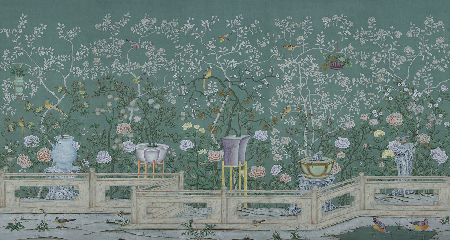 Обои ручная роспись Temple Newsam Sung Green - фото