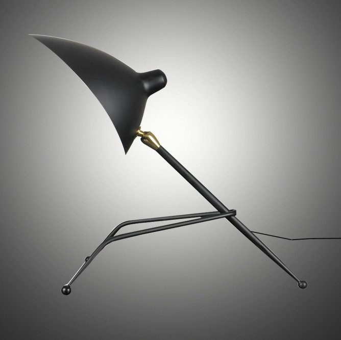 Настольная лампа Serge Mouille Tripod Desk Lamp Черный Настольная лампа Serge Mouille Tripod Desk Lamp Черный в Кирове | Loft Concept