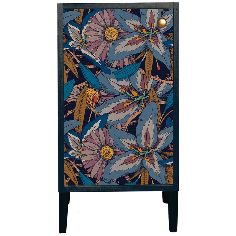 Шкаф с цветочным изображением Blue Floral Print Cabinet Синий Мульти Шкаф с цветочным изображением Blue Floral Print Cabinet Синий Мульти в Кирове | Loft Concept
