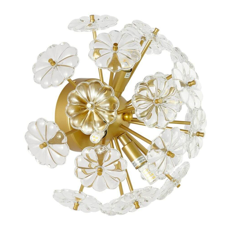 Бра Glass Flowers Sputnik Wall Lamp матовое золото Прозрачное Стекло в Кирове | Loft Concept 