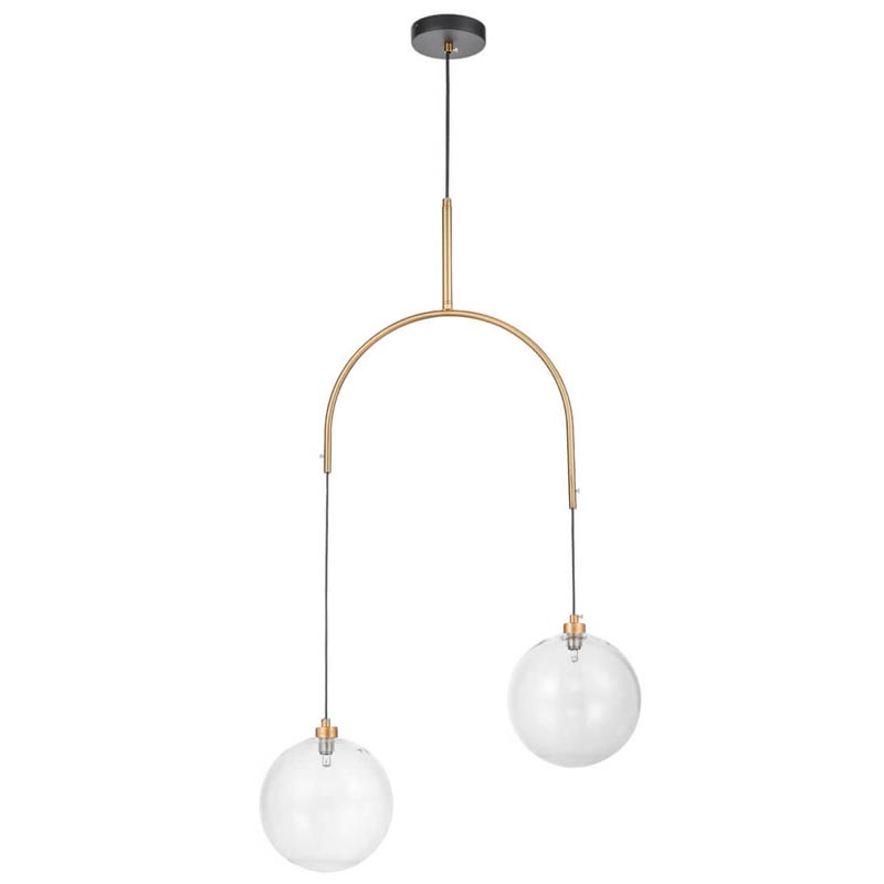 Люстра Two Hanging Ball Chandelier Золотой Прозрачный Черный Люстра Two Hanging Ball Chandelier Золотой Прозрачный Черный в Кирове | Loft Concept