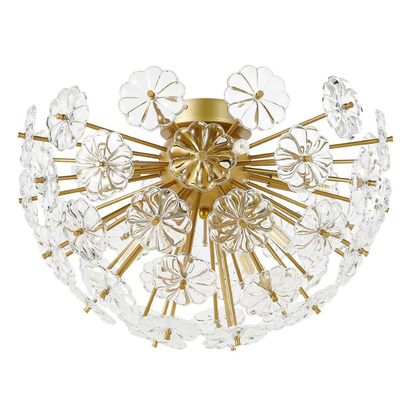 Потолочный Светильник Glass Flowers Sputnik Ceiling матовое золото Прозрачное Стекло в Кирове | Loft Concept 