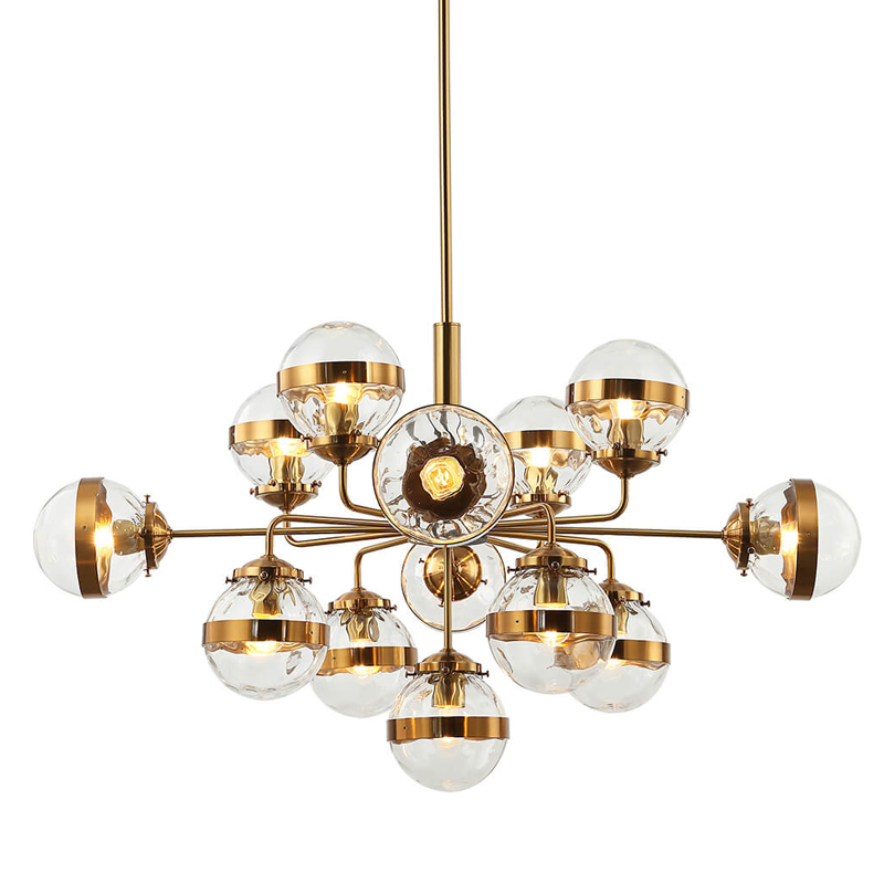 Люстра Greyson Chandelier 13 lamp Глянцевое золото Прозрачный в Кирове | Loft Concept 