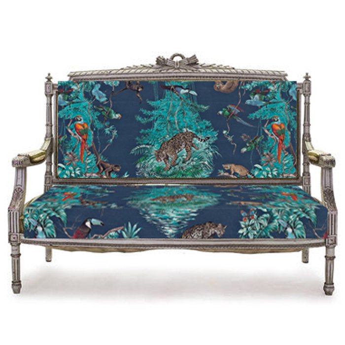 Антикварный Диван Canape в обивке Hermes Equateur imprime Синий Антикварный Диван Canape в обивке Hermes Equateur imprime Синий в Кирове | Loft Concept