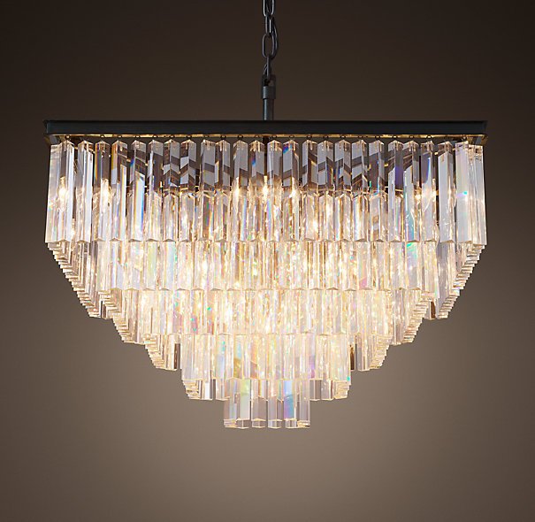 Люстра RH 1920s Odeon Clear Glass Fringe Chandelier - 5 square Черный Люстра RH 1920s Odeon Clear Glass Fringe Chandelier - 5 square Черный в Кирове | Loft Concept