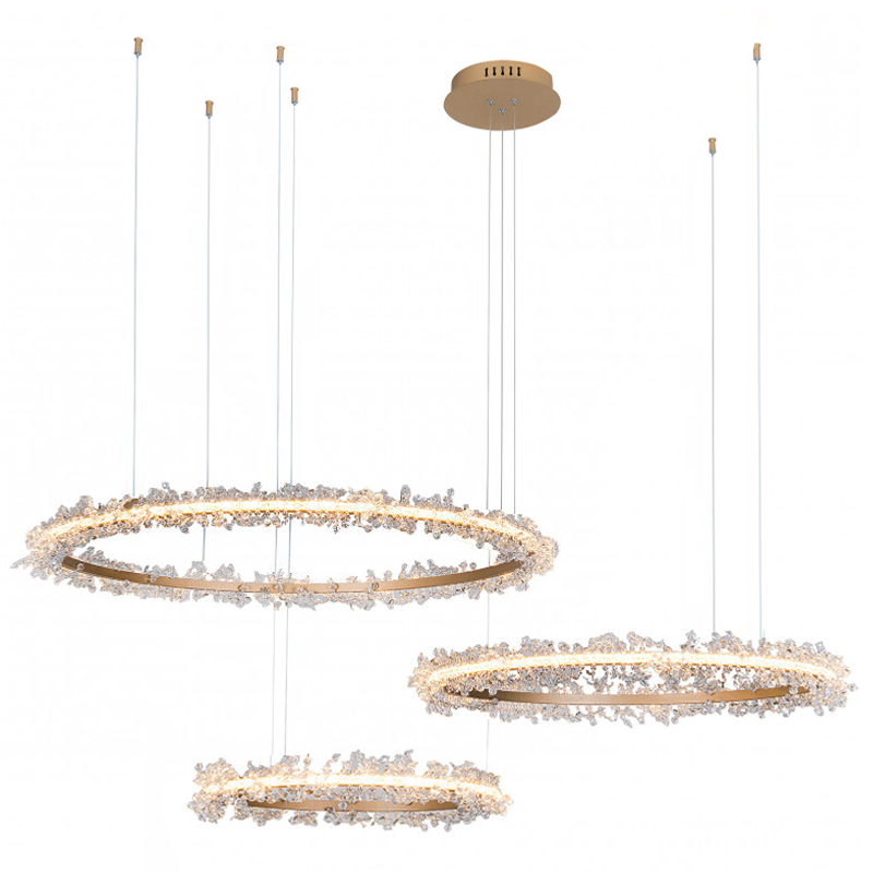 Люстра Crystal round chandelier Люстра 3 кольца Матовое Золото Прозрачный матовое золото Люстра Crystal round chandelier Люстра 3 кольца Матовое Золото Прозрачный матовое золото в Кирове | Loft Concept