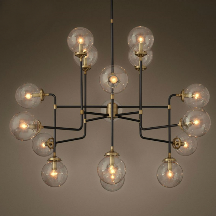 Люстра Bistro Globe Clear Glass Chandelier 16 Черный Люстра Bistro Globe Clear Glass Chandelier 16 Черный в Кирове | Loft Concept