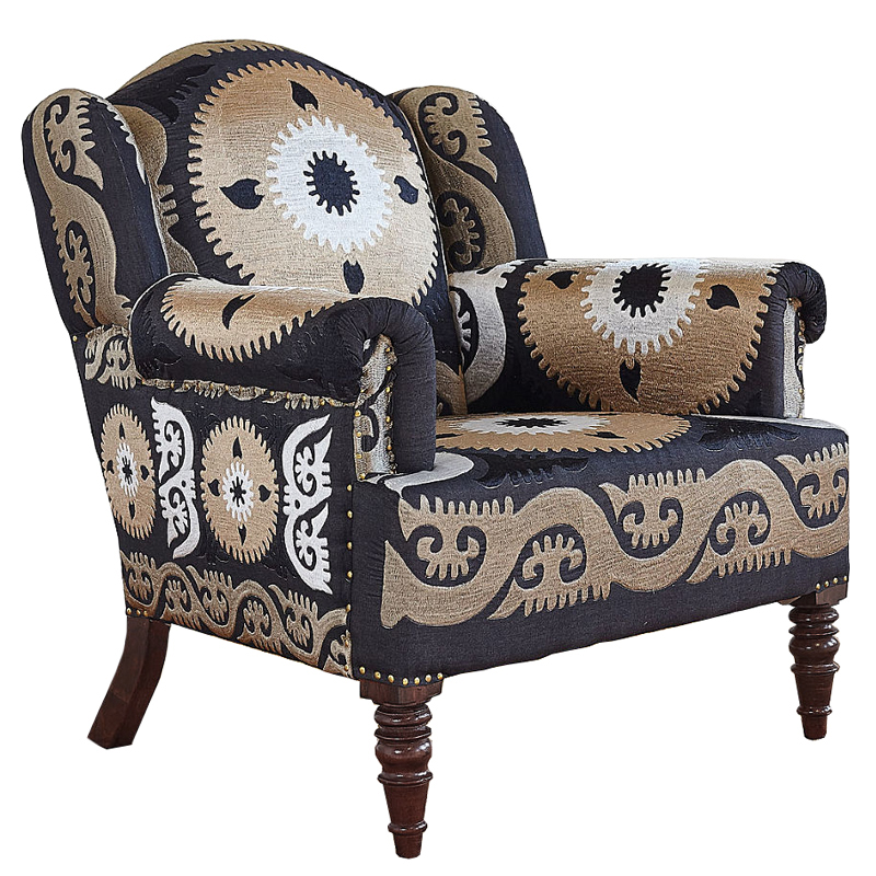 Armchair Mandala Beige Ornament Бежевый Черный Armchair Mandala Beige Ornament Бежевый Черный в Кирове | Loft Concept