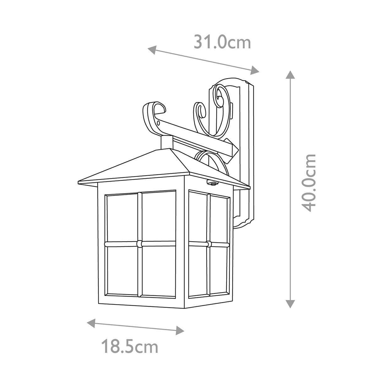 Настенный фонарь черного цвета в форме фонаря с решетчатым плафоном и фактурным стеклом Elstead Lighting в Кирове