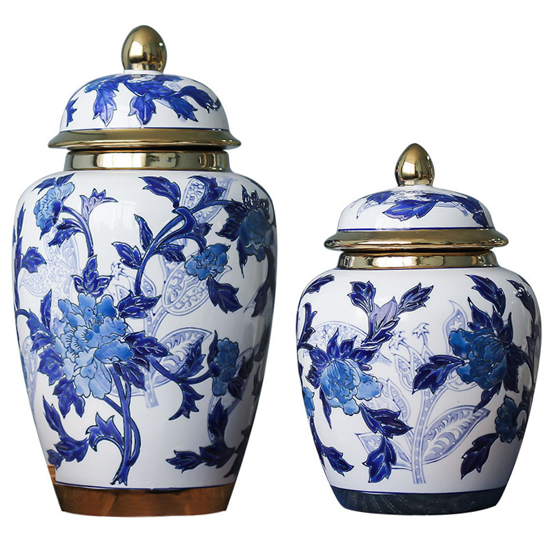 Вазы Porcelain Oriental Blue Ornament Vases Синий Белый Золотой Вазы Porcelain Oriental Blue Ornament Vases Синий Белый Золотой в Кирове | Loft Concept