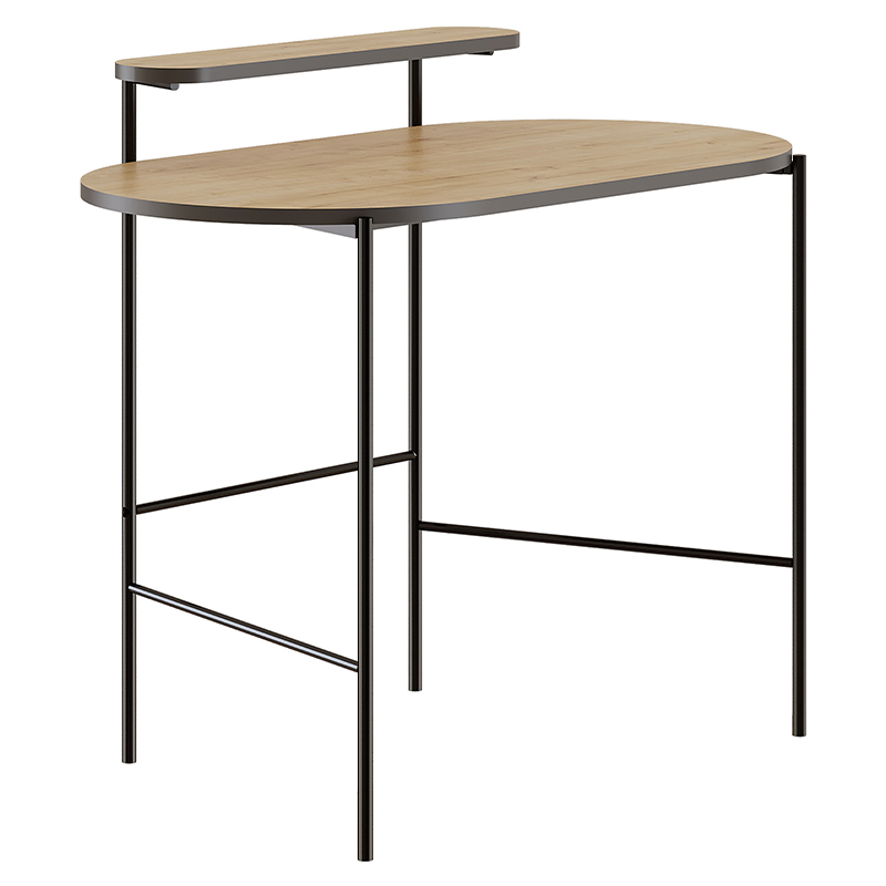 Стол письменный овальной формы с полкой LOUB WORKING TABLE BLACK OAK Древесина Черный Стол письменный овальной формы с полкой LOUB WORKING TABLE BLACK OAK Древесина Черный в Кирове | Loft Concept