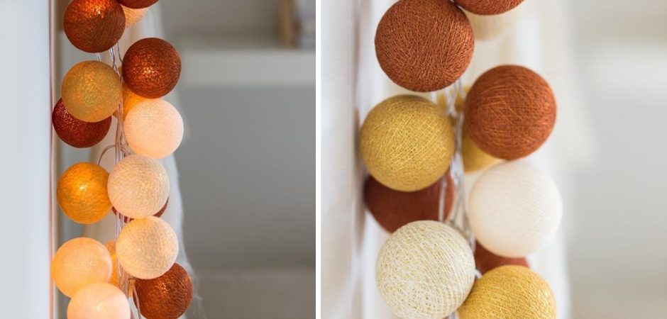 Гирлянда хлопковые фонарики Сotton Ball Gold-Copper - Loft-Concept в Кирове