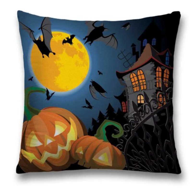 Подушка Halloween Spooky Night Черный Оранжевый Синий Подушка Halloween Spooky Night Черный Оранжевый Синий в Кирове | Loft Concept