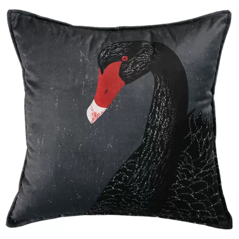 Декоративная подушка Black Swan II Cushion Черная Черный Серый Красный Декоративная подушка Black Swan II Cushion Черная Черный Серый Красный в Кирове | Loft Concept