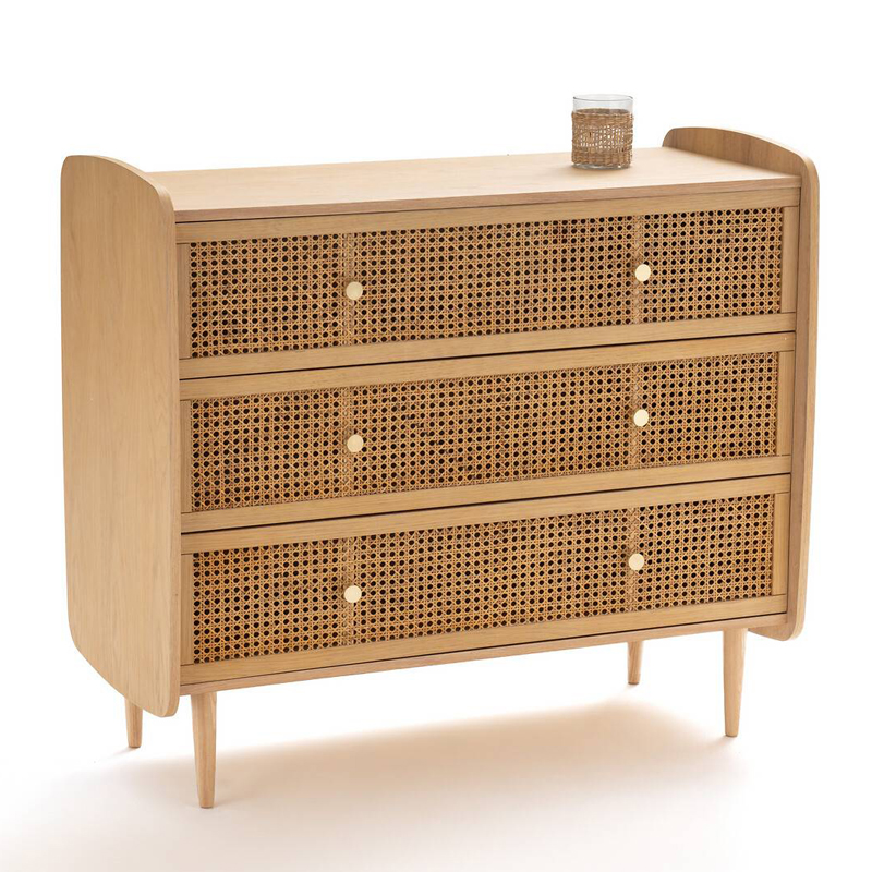 Комод с 3-мя ящиками из плетеного ротанга Aelius Rattan Wicker Chest of drawers Светлый дуб Комод с 3-мя ящиками из плетеного ротанга Aelius Rattan Wicker Chest of drawers Светлый дуб в Кирове | Loft Concept